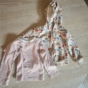 Mini Hope hooded zip up sweatshirt & Striped tee, 24 months